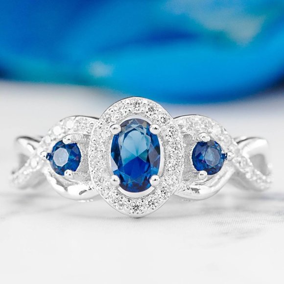 Blue Sapphire Gemstone ring, size 7, 925 Sterling Silver Charmed Aroma - Picture 1 of 5